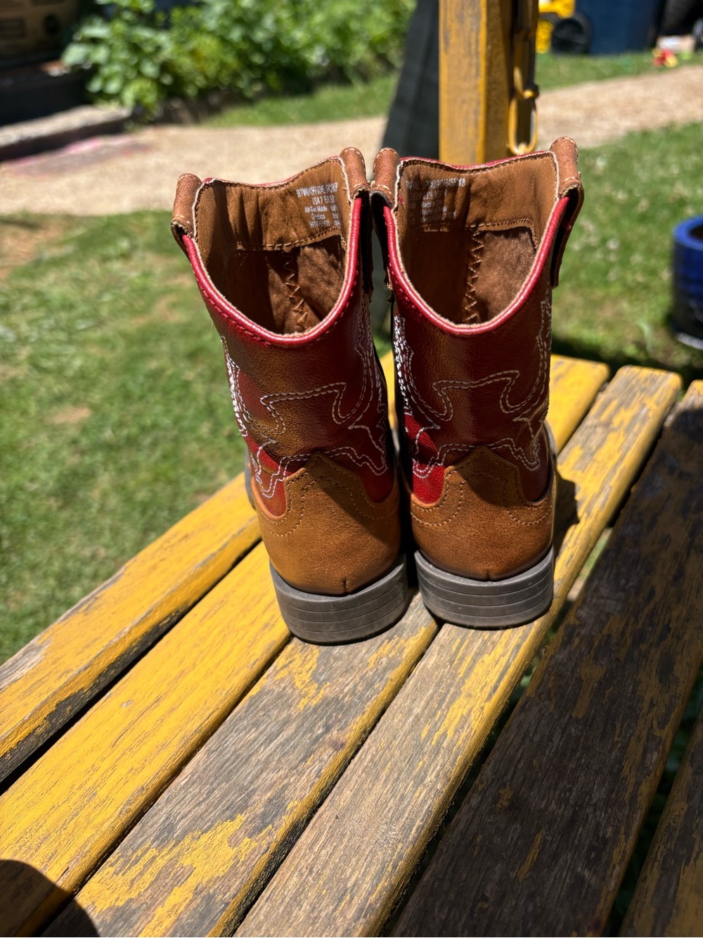 wonder nation Brown and Red Toddler Cowboy Boots - Picture 5 of 6